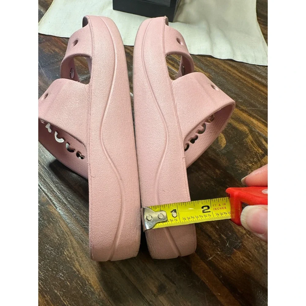 Crocs Classic Platform Sandal Pink Double Strap Rhinestone Slides Womens 8